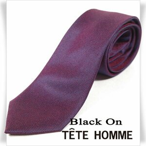 新品1円～★Black On TETE HOMME テットオム シルク絹100% ネクタイ 織柄 ボルドー 正規店本物◆4738◆