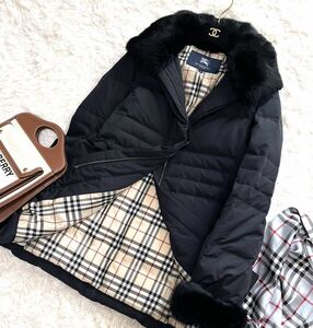 ★新品同様★ バーバリー BURBERRY バーバリーロンドン ダウンコート ダウンジャケット ノバチェック 極暖 ダウン90% ブラック 38