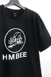 即決 05AW NUMBER NINE ナンバーナイン HIGH STREET ハイストリート 宮下期 ダメージ加工 蜂 HMBEEプリントTシャツ メンズ 3 黒 ブラック