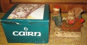 ★箱入り美品★カリン社★カリン人形★cairn CHRISTMAS 1996★小人、リス★横約19cm×高さ約17cm、奥行き約14cm★サイン入り