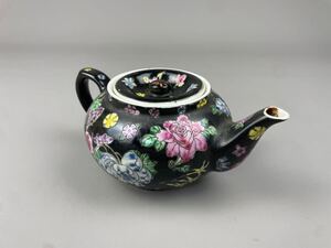 中国美術 景徳鎮 花柄 急須 茶器 アンティーク 骨董品 花柄 時代物 茶器 煎茶道具 古玩