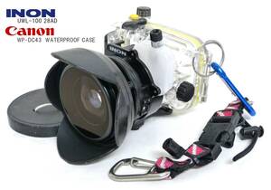 INON イノン UWL-100　28AD ×0.63 レンズ ■ Canon キャノン WP-DC43 WATERPROOF CASE 40m/130ft 水中カメラ　ケース＋付属セット