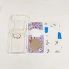 匿名✴️Galaxy Z Flip4 クリアケース 保護フィルム 猫 可愛い 紫