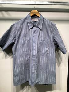 【新品】BLUCO（ブルコ） STANDARD WORK SHIRT S/S 0108 SLATE BLUE STRIPE XXLサイズ スタンダードワークシャツ 半袖シャツ