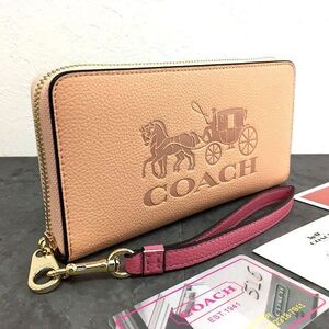 送料込み！ 未使用品 COACH ジップウォレット C5889 ベージュ ホースアンドキャリッジ 134