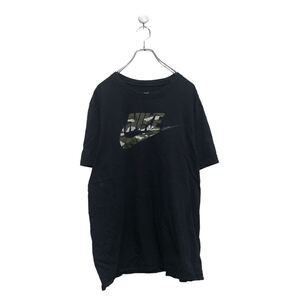 NIKE 半袖 ロゴ Tシャツ ナイキ XL ブラック カモ 迷彩 シンプル クルーネック ビッグサイズ 古着卸 アメリカ仕入 a604-5822