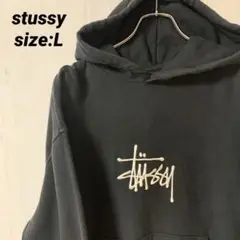 Stüssy 黒 パーカー フロントロゴ刺繍