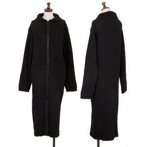 ヨウジヤマモト ファムYohji Yamamoto FEMME ロング丈ジップアップローゲージニット 黒M