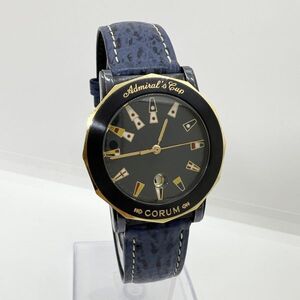 2939 コルム CORUM アドミラルズカップ 99.330.31 V585 578613 クォーツ QZ SS 革 ブルー文字盤 稼働品 腕時計