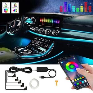 車 LEDライト 車内 アンビエントライト USB式 雰囲気ライト 8色切替 RGB 車用LEDテープ インテリアライト 音に反応 多種モード 防水