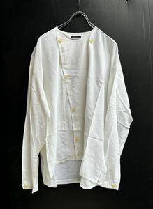 美品 OLD EMPORIO ARMANI エンポリオ アルマーニ シャツ イタリア製 アシンメトリー バンドカラー シャツ ダブル ヴィンテージ