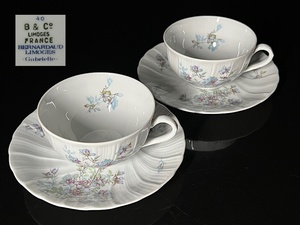 【瑞】BERNARDAUD LIMOGES ベルナルド　 リモージュ　Gabrielleカップ＆ソーサー２客セット