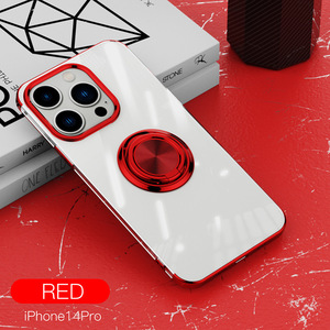 iPhone 14Plus 用 ケース 赤色 リング付き ブルー 透明 TPU 薄型 軽量 人気　オシャレ アイホン アイフォン アイホーン １４プラス本体保護