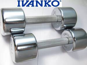 定価26950円 IVANKO クロームダンベル 回転式 ７kg×２ ペア 計１４kg イヴァンコ イバンコ ホームジム 筋トレ 中古 傷あり 美品