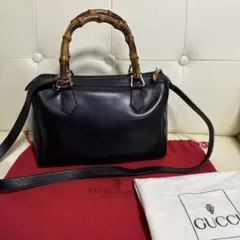 極美品　付属品有　GUCCI オールド　グッチ　バンブー　2way バッグ　黒