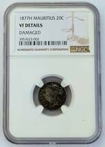 ［送料無料］NGC　モーリシャス 銀貨　1877年　ヴィクトリア女王 VICTORIA QUEEN　20セント TWENTY CENTS 