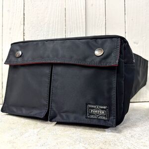 美品 PORTER ポーター エルファイン ボディバッグ ウエストバッグ ブラック/レッド 黒 赤 日本製 made in JAPAN 吉田カバン 限定