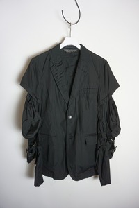 美品 正規 20SS COMME des GARCONS HOMME PLUS コムデギャルソン オム プリュス バックル スリーブ ジャケット PE-J072 黒M本物1006O▲