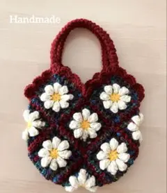 ニットバッグ　モチーフバッグ　グラニースクエア　ハンドメイド