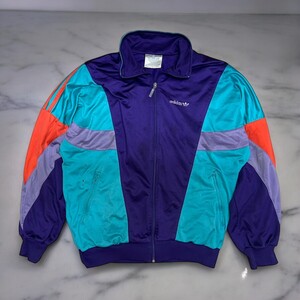 送料無料 ADIDAS TRACK JACKET 80s PURPLE トラックジャケット 80年代 銀タグ 万国旗タグ パープル【Vintage】【古着】