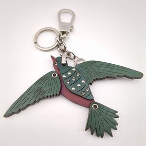 GUCCI キーホルダー バード インターロッキング 鳥 グリーン ラインストーン バッグチャーム グッチ ◆3109/宮竹店