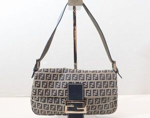 ★S79　中古品　FENDI/フェンディ　マンマバケット　ズッキーノ　ズッカ柄　肩掛け　ワンショルダーバッグ　青　※劣化あり