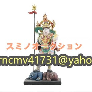 毘沙門天?高さ11.5cm 柘植（ツゲ）木製彫刻 多聞天 仏像 フィギュア 七福神 木彫り