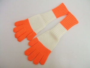 EZ DO by EACH TIME 新品 Border Gloves サイズS ニット手袋 グローブ 5本指 オレンジ ホワイト イーチタイム 1-0311T F83034