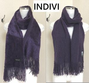 INDIVI　インディビ　インディヴィ　レディース　マフラー　ファー×ラメニット　リバーシブル　パープル