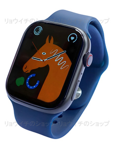 送料無料 Apple Watch 代替品 2.3インチ 大画面 スマートウォッチ Watch8 多機能 音楽 健康 スポーツ 防水 血中酸素 血圧 iphone ネイビー