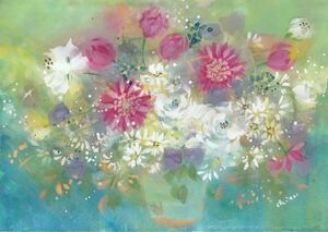 【fairy flower 】真作１点物　原画　絵画　直筆サイン　A4サイズ　花　薔薇　ローザ　癒し　水彩画 送料無料