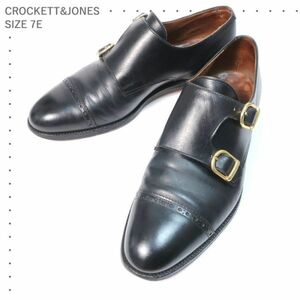 英国紳士☆クロケットアンドジョーンズ CROCKETT&JONES ダブルモンクシューズ/紳士靴/BURGHLEY ブラック 7E（4878)