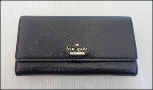 Bana8◆katespade/ケイトスペード レザー 長財布 黒