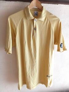 シナコバ　半袖　ポロシャツ　Mサイズ　コットンニット　マスタード からし色　裾に SINA COVA 刺繍　綿100％　黄色