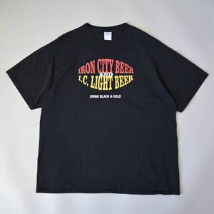 ローカルビアカンパニー【IRON CITY BEER x I.C. LIGHT BEER コットンクルーネックTシャツ 黒 表記XL】ビンテージGILDANビール醸造会社