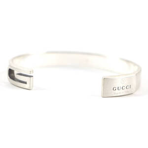 美品▼GUCCI グッチ ブランデッドG バングル オールドグッチ ロゴ刻印入り ブレスレット SV925 シルバー 19 イタリア製 重量37.8g メンズ