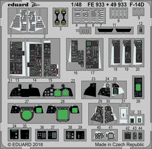 エデュアルド(FE933）1/48 F-14D内装用エッチングパーツ