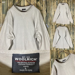 WOOLRICH 薄いカーキ系 サイズL スウェット系 アメリカ輸入t/ビンテージ/ロンT/LONG SLEEVE/L-S/古着/古着卸