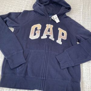 新品未使用　GAP パーカー　ネイビー　160 裏起毛 女の子　スパンコール