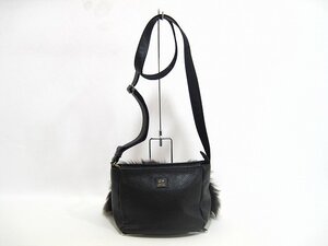 IBIZA / イビザ ファー×レザーショルダー 小さめBag レディース ブラック