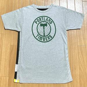 コムデギャルソン shirt portland timbers リバーシブル メッシュ切替 ロゴプリント 半袖Tシャツ ドッキング インサイドアウト archive M