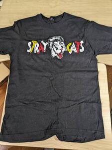 【服飾】 ビンテージ レア Tシャツ バンド 当時物? STRAY CATS ストレイキャッツ CAT LOGO TULTEX M 黒 半袖