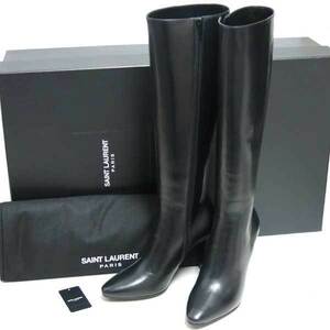 新品 SAINT LAURENT PARIS 定価183,600円 LILY 95 TRIPON ZIP BOOT サンローランパリ ロング ブーツ 黒 35