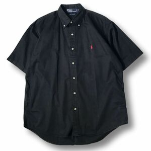 《良品◎》POLO RALPH LAUREN ポロラルフローレン★シャツ*無地*ボタンダウン*ワンポイント*コットン100*ブラック*サイズM(MS3579)◆S60