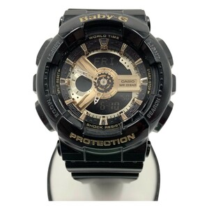 〇〇 CASIO カシオ Baby-G ベビージー レディース 腕時計 BA-110 ブラック x ゴールド やや傷や汚れあり