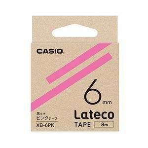 【新品】【5個セット】 カシオ計算機 Lateco 詰め替え用テープ 6mm ピンクテープ 黒文字 XB-6PKX5