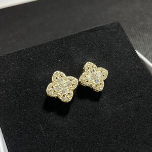 ピアス モノグラム 柄 ジルコニア シルバー925 silver925 両耳ペア 両耳セット ゴールド GOLD ユニセックス 男女兼用