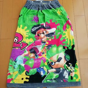 【80cm丈】新品 丸眞 巻きタオル ラップタオル 任天堂 スプラトゥーン2 インクパワー イエロー 80×120 cm 綿100%