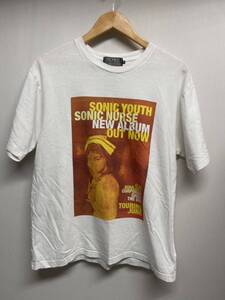 【HYSTERIC GLAMOUR ヒステリックグラマー】 02223CT16 22AW SONIC YOUTH ソニックユース ポスター クルーネック ホワイト M 2407oki k