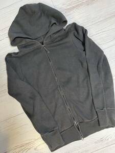 45r すみ黒ムラ染裏起毛パーカー size S バスト43 丈58